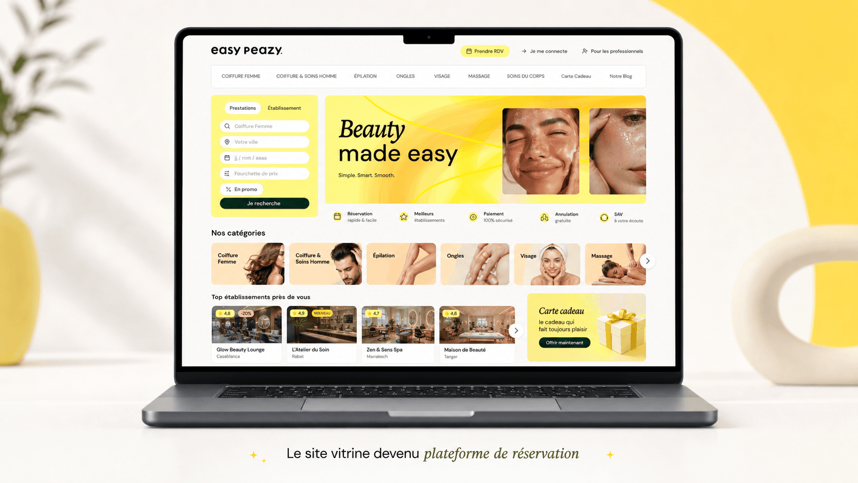 Easy Peazy — parcours de réservation pensé pour le mobile, développé par Glowsoft